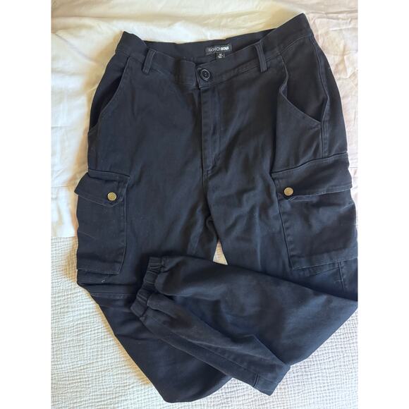 Fashion Nova Black Cargo Chic Pants M | Belted Utility Streetwear Joggers - Picture 5 of 5